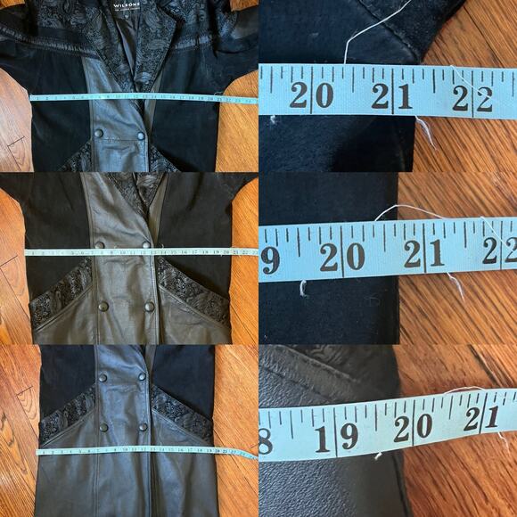 Vintage 80s/90s Wilsons Leather Maxi Trench Coat Embossed Paisley Braid Trim - Picture 12 of 17